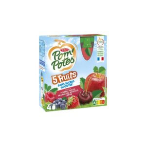 Pom'Potes 5 Fruits Compote (No Added Sugar) 4x90g